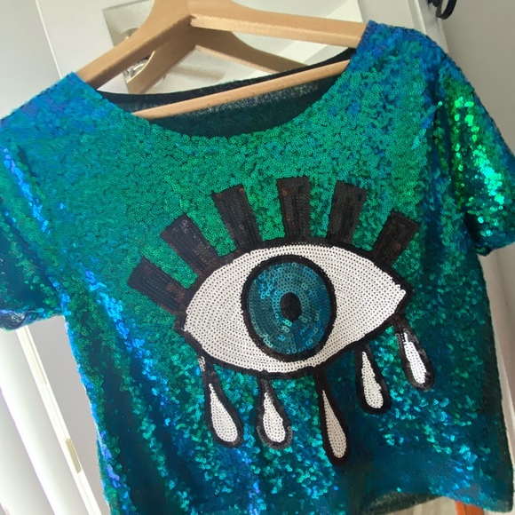 Evil eye top , worn once , size small - Picture 4 of 4